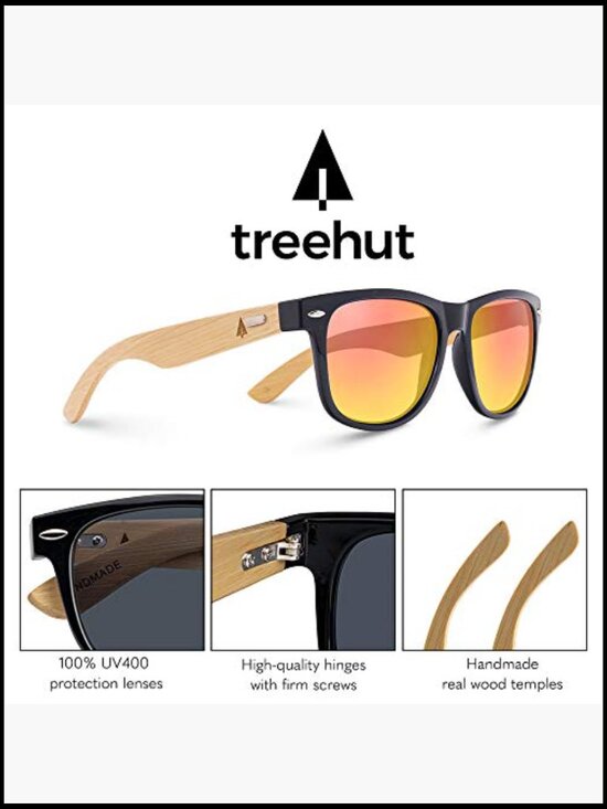 Wooden Bamboo Sunglasses Classic Retro Square UV Protection main image 5